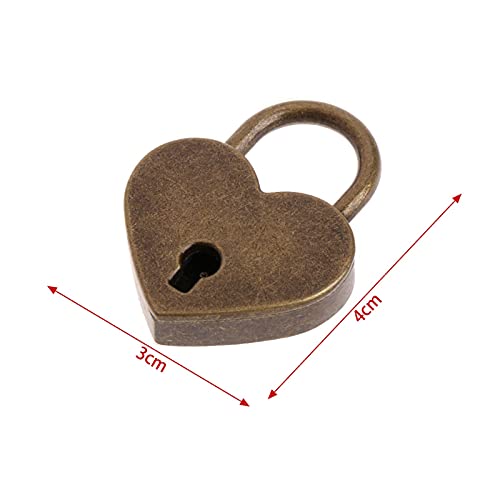 Rich Boxer 3Pcs Mini Bronze Antique Padlock Small Metal Heart Shaped Padlock Archaize Style Heart Shaped Lock Mini Lock with Key - Image 2