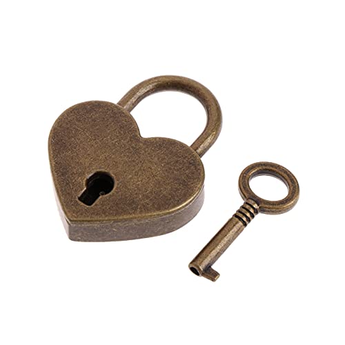 Rich Boxer 3Pcs Mini Bronze Antique Padlock Small Metal Heart Shaped Padlock Archaize Style Heart Shaped Lock Mini Lock with Key - Image 4