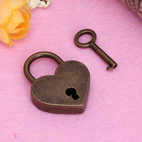 Rich Boxer 3Pcs Mini Bronze Antique Padlock Small Metal Heart Shaped Padlock Archaize Style Heart Shaped Lock Mini Lock with Key - Image 3