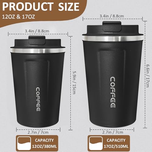 ATZNZIK 4 Pack Travel Coffee Mug 17oz Insulated Coffee Cup with Lid, Reusable Thermal Coffee Cup Stainless Steel Coffee Tumbler to Keep Hot & Cold Drinks for Car, Daily, Travel and Gifts, Multicolor - Image 2