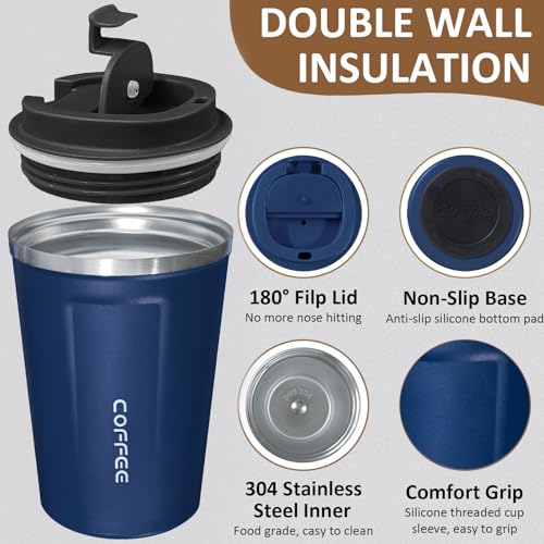 ATZNZIK 4 Pack Travel Coffee Mug 17oz Insulated Coffee Cup with Lid, Reusable Thermal Coffee Cup Stainless Steel Coffee Tumbler to Keep Hot & Cold Drinks for Car, Daily, Travel and Gifts, Multicolor - Image 3