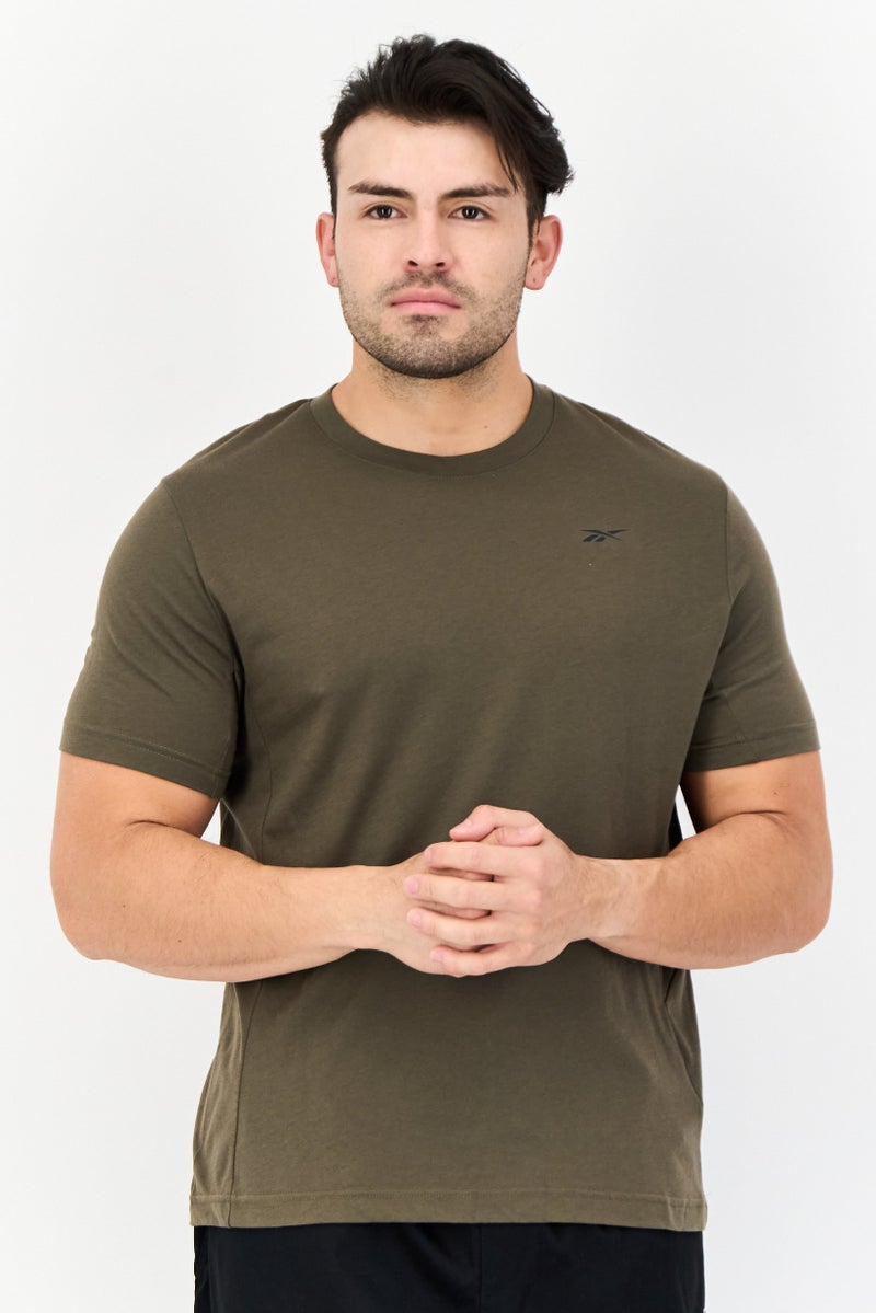 Reebok Men Sportswear Fit Short Sleeve Outdoor T-Shirt, Dark Olive - Image 1