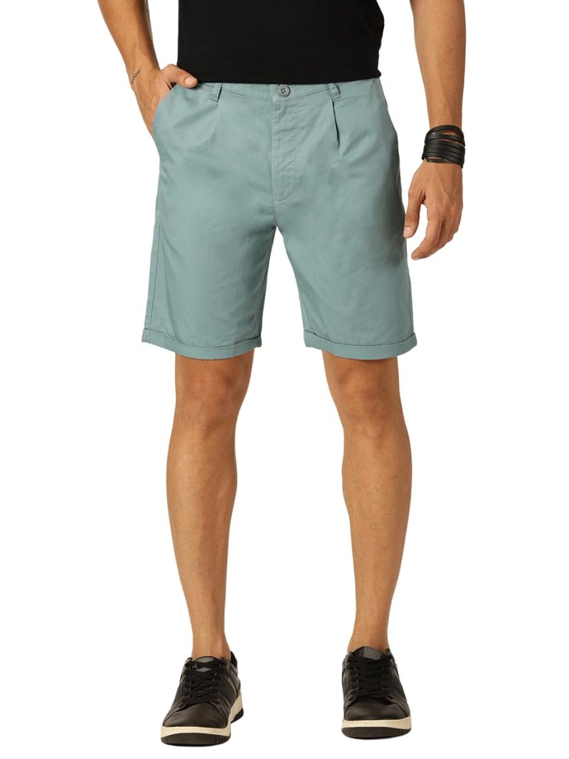 Thomas Scott Men 100% Cotton Smart Chino Shorts (TSS038_Midblue, 40) - Image 1
