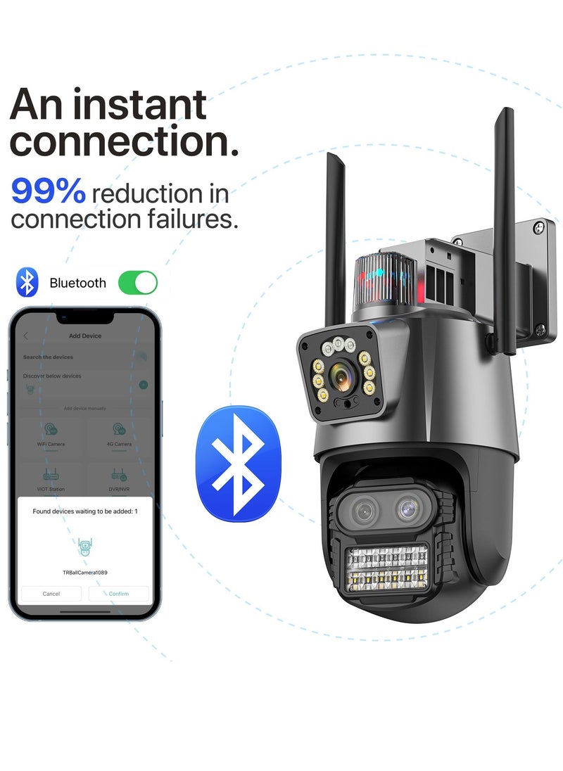 Generic - 8MP Three Lens WIFI IP Camera 4K HD Dual Screen PTZ Camera Auto Tracking Security CCTV Camera 4MP P2P Video Surveillance iCSee - Image 1