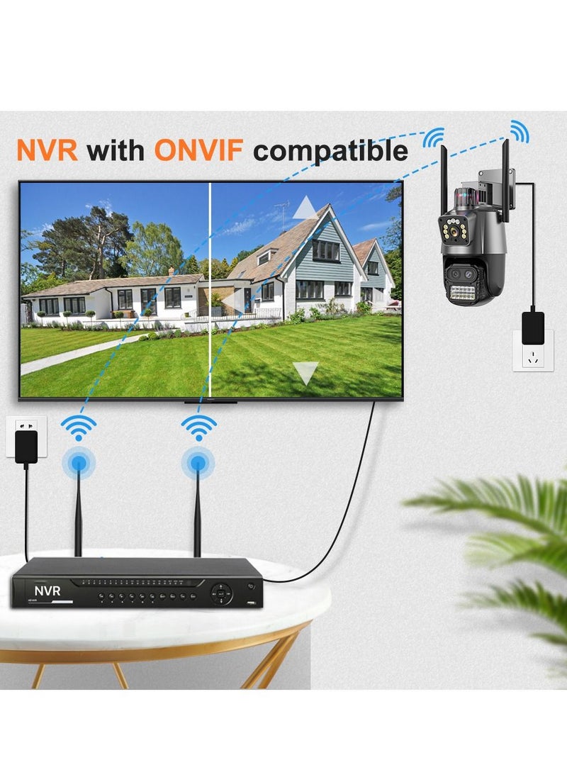 Generic - 8MP Three Lens WIFI IP Camera 4K HD Dual Screen PTZ Camera Auto Tracking Security CCTV Camera 4MP P2P Video Surveillance iCSee - Image 1