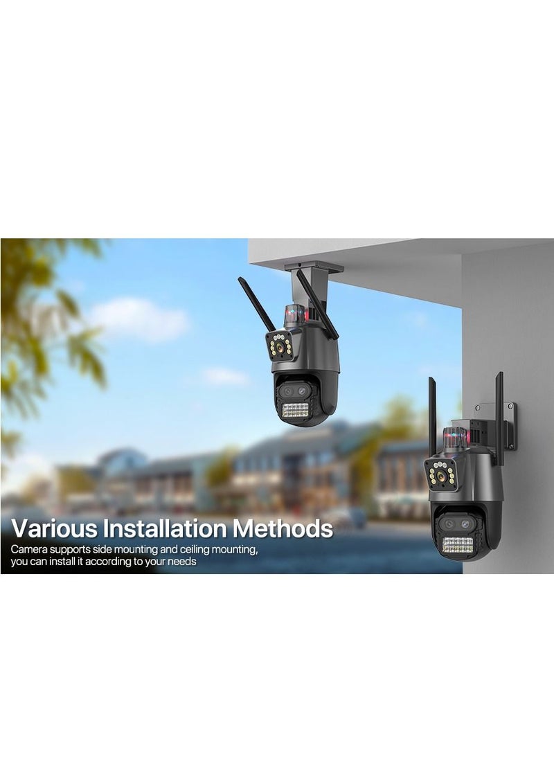 Generic - 8MP Three Lens WIFI IP Camera 4K HD Dual Screen PTZ Camera Auto Tracking Security CCTV Camera 4MP P2P Video Surveillance iCSee - Image 1