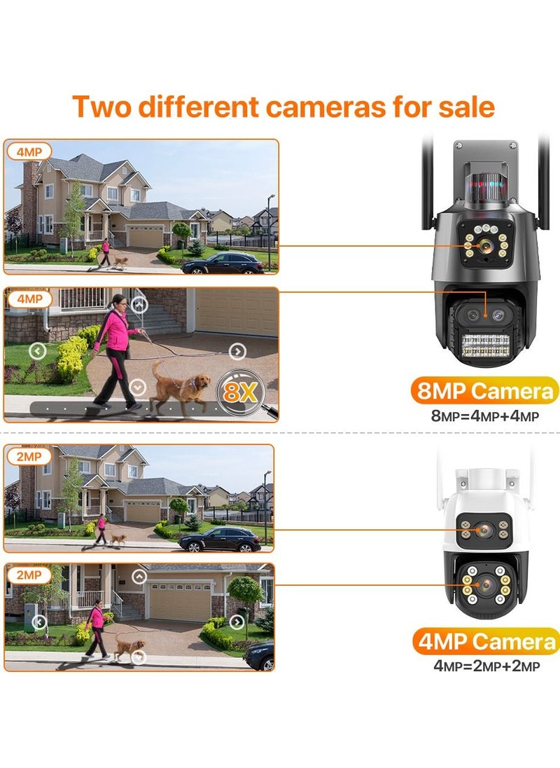 Generic - 8MP Three Lens WIFI IP Camera 4K HD Dual Screen PTZ Camera Auto Tracking Security CCTV Camera 4MP P2P Video Surveillance iCSee - Image 1