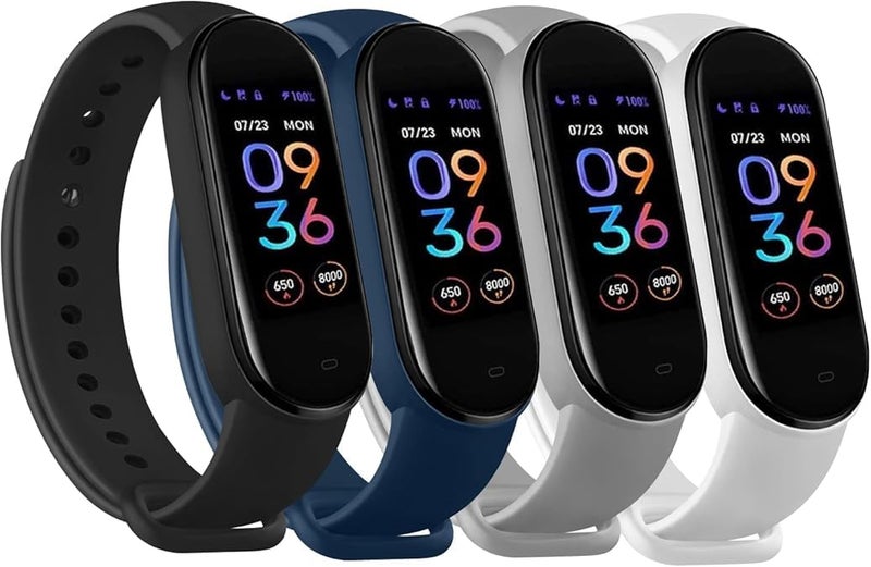 CERLINK Mi Band 5 & Mi Band 6 SmartWatch Strap, Silicone Adjustable Men Women Wristband-Black,Navy,Grey,White - Image 1