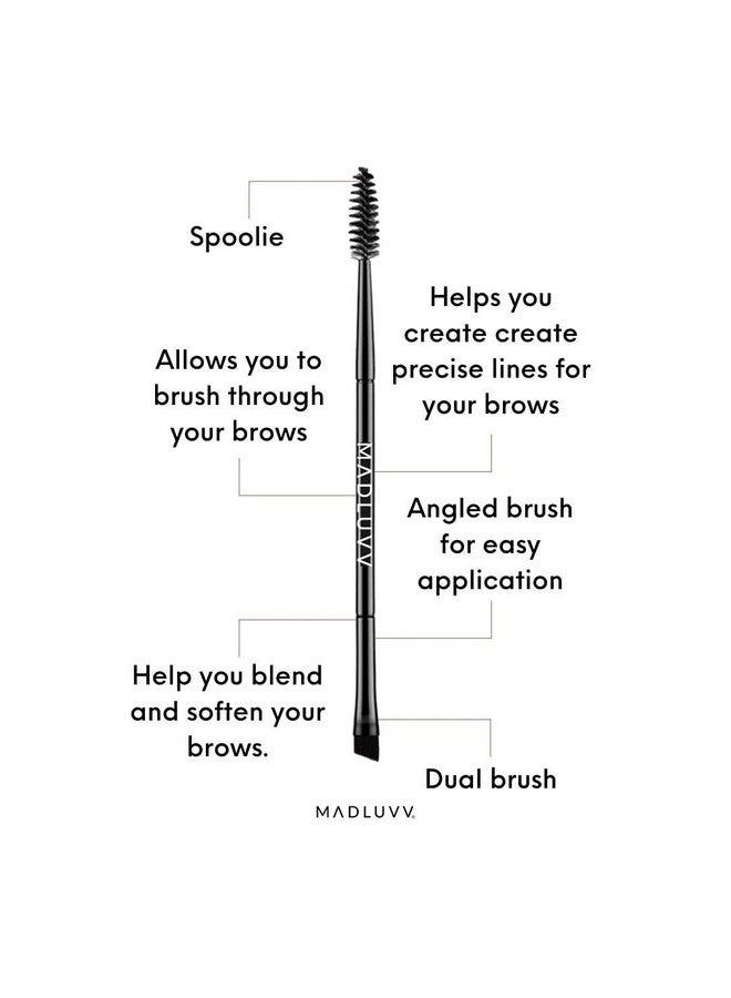 MADLUVV Duo Eyebrow Brush By Madluvvangled Eye Brow Brush And Spoolie Brush Professional Eye Brow Brushes Firm Thin Angle For Precision Definer Liner Filler Shaper Powder Makeup - Image 3