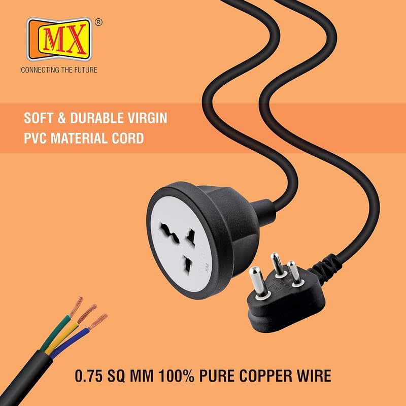 MX Heavy Duty 3 Pin Male to Female Power Extension Cord Wire Extender Cable | 10A Plug to 13A Universal Socket Power Cable with Surge Protector & Child Safety Shutter for Home Office Appliances - Image 5
