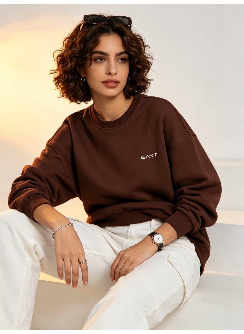 GANT Men's and Women's Crew Neck Sweatshirt, Casual Long Sleeve Pullover, Brown - Image 3