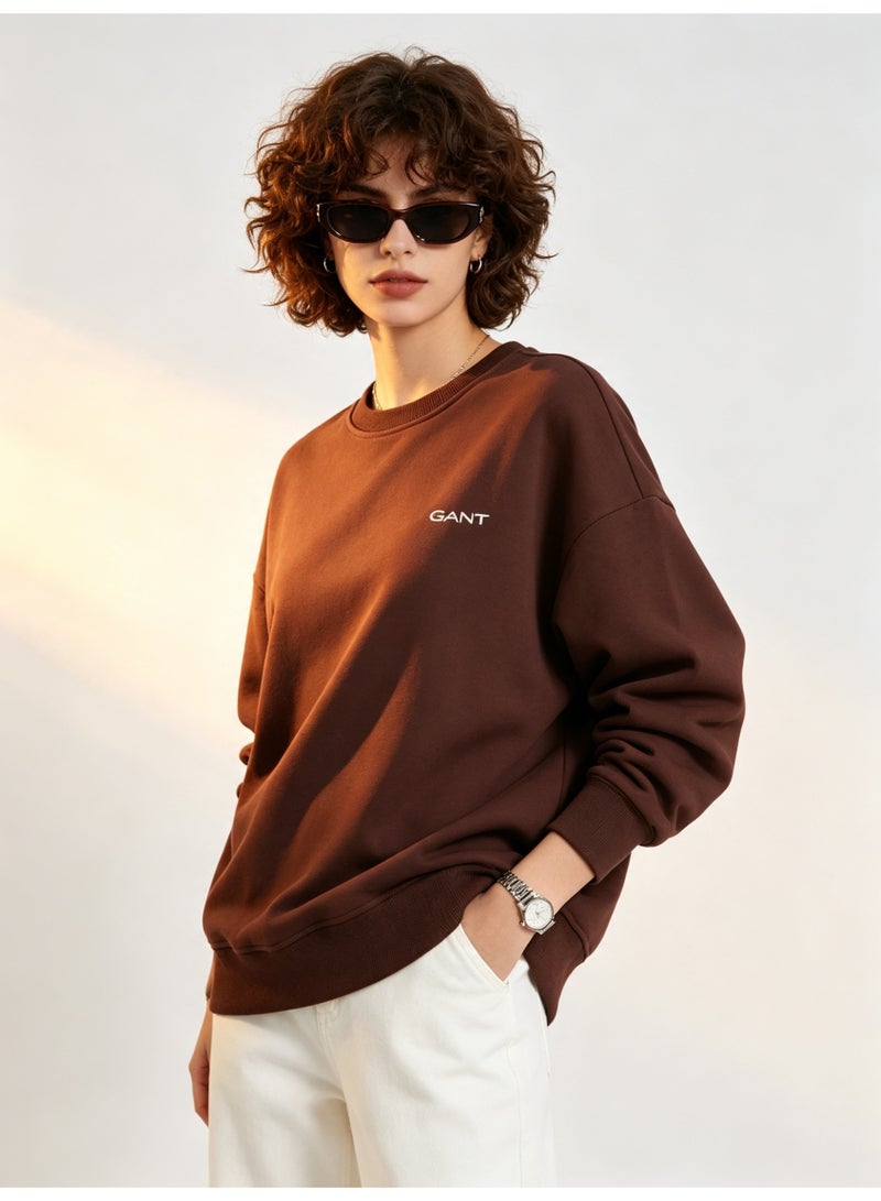 GANT Men's and Women's Crew Neck Sweatshirt, Casual Long Sleeve Pullover, Brown - Image 4