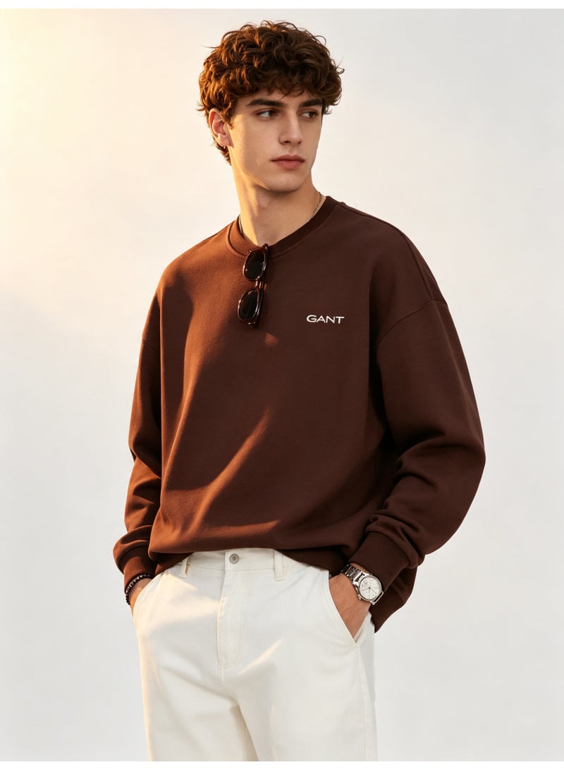GANT Men's and Women's Crew Neck Sweatshirt, Casual Long Sleeve Pullover, Brown - Image 2