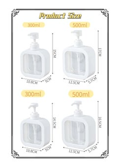 Oasisgalore Lotion Bottles, Shower Gel Dispenser, Shampoo Bottles Refillable with Pump  (300ml+500ml)  - Image 2