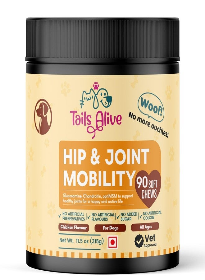 مكمل غذائي للكلاب TailsAlive Hip & Joint Soft Chews | غلوكوزامين، كوندرويتين، MSM | لتحسين الحركة والمرونة | بنكهة الدجاج | 90 قطعة مضغ طرية - Image 1