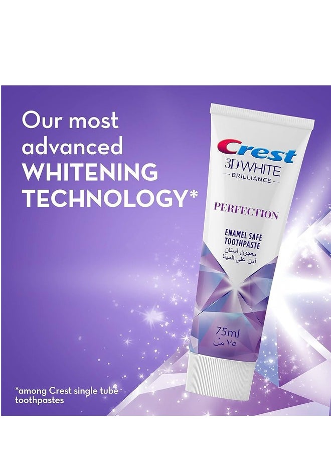 Crest White Brilliance Perfection Whitening Toothpaste, Safe On Enamel 75ml  - Image 3