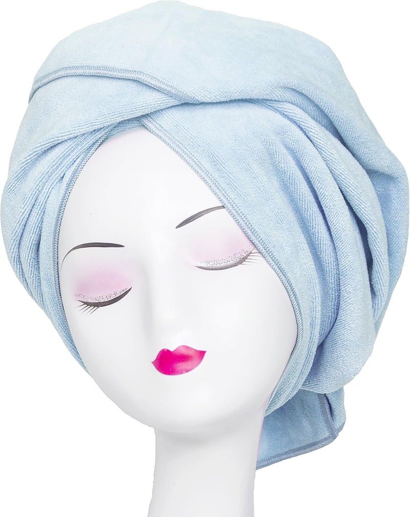 Super Absorbent AntiFrizz Microfiber Hair Towel Hair Wrap Curly Hair Drying Towel 236x47 Large Multifunction Towel for Bath Spa Makeup Light Blue