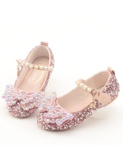 Generic New style girls' small high-heeled leather shoes with sequined uppers and bowknot princess shoes for stage performances  - Image 4