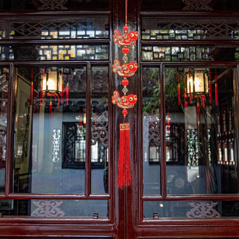 klarako Ornament Chinese Decor 2022 New Year Decor Spring Festival Pendant Chinese Hanging Pendant 2022 Fish Pendant New Year Supply Tiger Year Decor Polyester China Tassel - Image 1