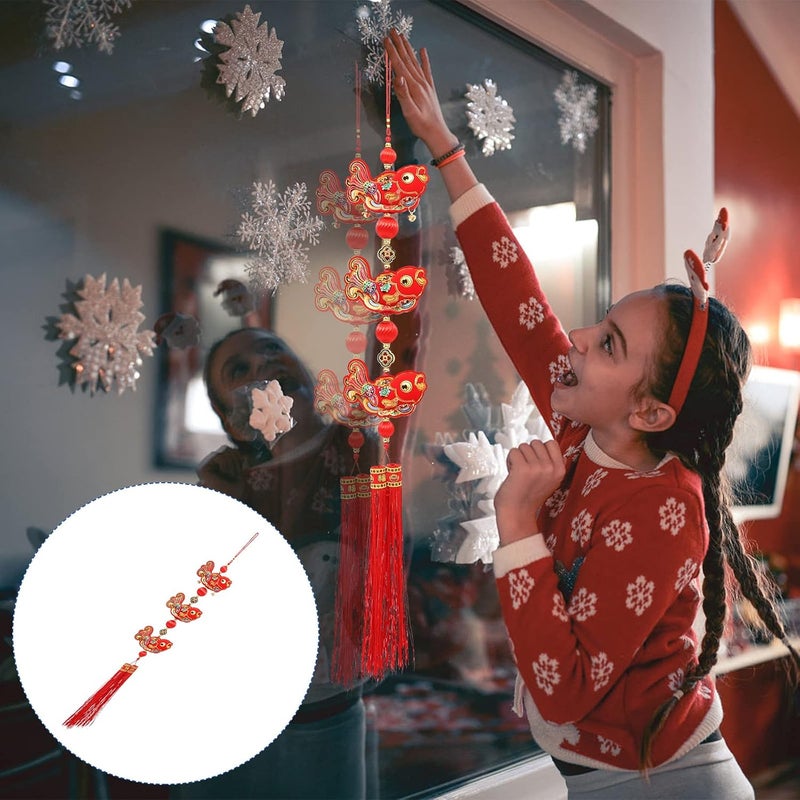 klarako Ornament Chinese Decor 2022 New Year Decor Spring Festival Pendant Chinese Hanging Pendant 2022 Fish Pendant New Year Supply Tiger Year Decor Polyester China Tassel - Image 2