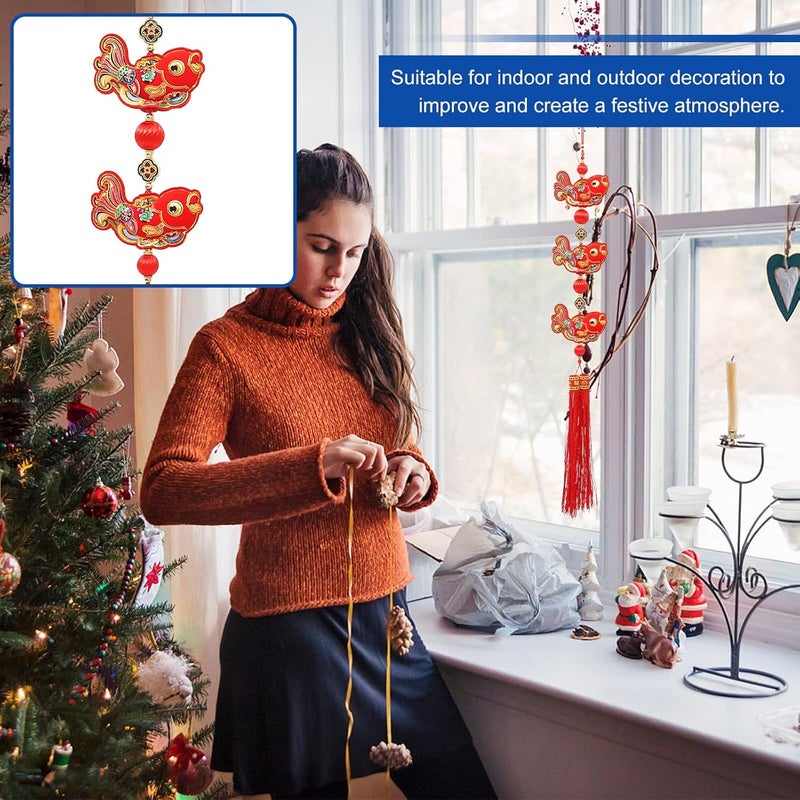 klarako Ornament Chinese Decor 2022 New Year Decor Spring Festival Pendant Chinese Hanging Pendant 2022 Fish Pendant New Year Supply Tiger Year Decor Polyester China Tassel - Image 3