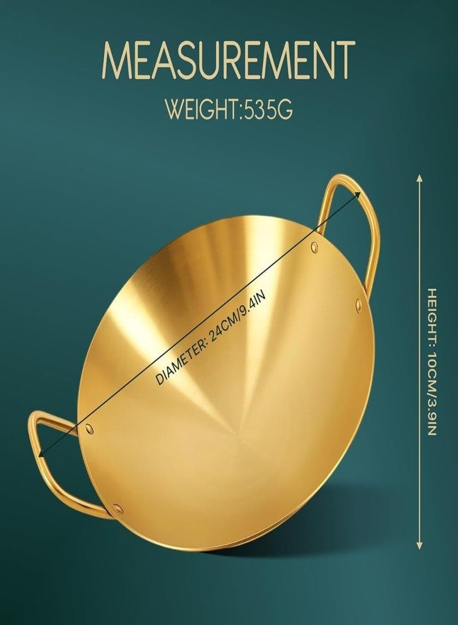 Crega Heavy Stainless Steel Kadai Golden, Traditional Round Base Wok with Double Handles for Stir Fry, Cooking, and Sauteing, Durable and Easy to Clean, Ideal for Home Kitchen. - Image 2