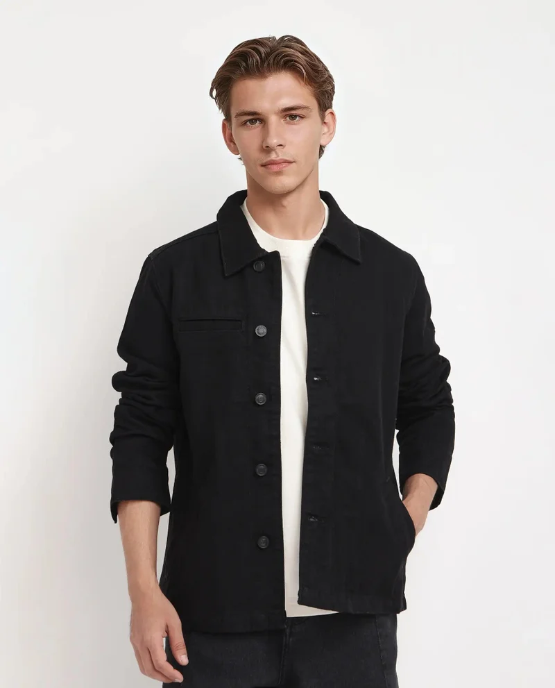 رير رابِت Men's Regular Fit Plain Jacket