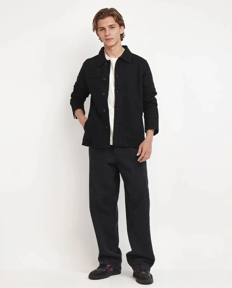 رير رابِت Men's Regular Fit Plain Jacket