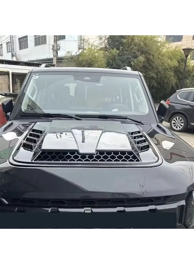 1pc Car Hood Vent Cover With Air Flow Intake Slits Bright Black ABS Resin Polished Finish Fits Most Vehicles Exterior Styling - Image 3