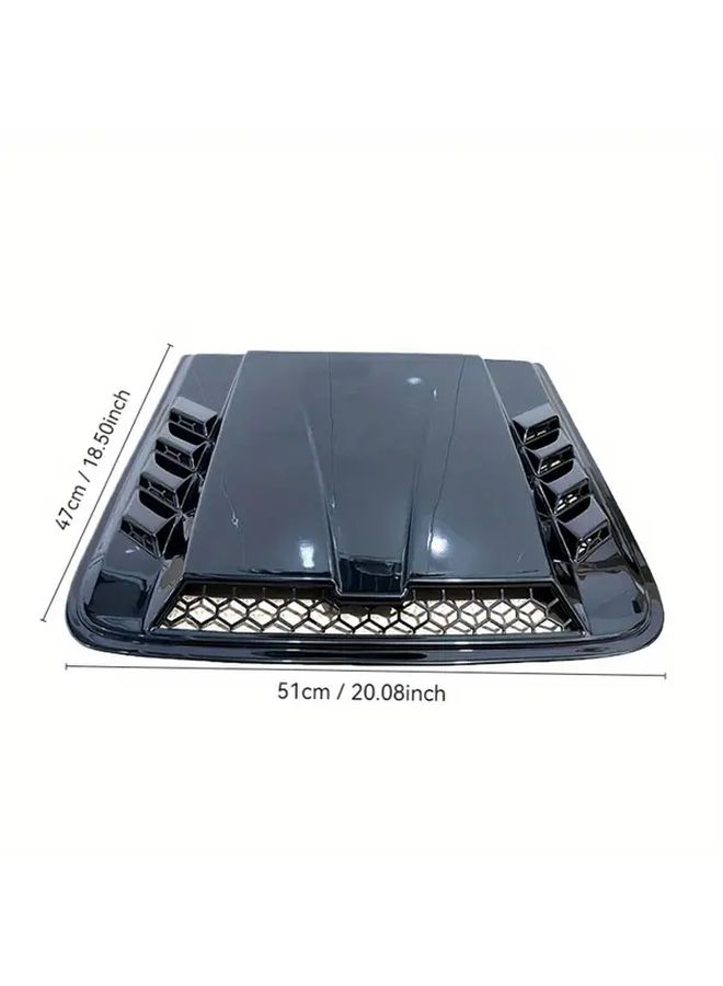 1pc Car Hood Vent Cover With Air Flow Intake Slits Bright Black ABS Resin Polished Finish Fits Most Vehicles Exterior Styling - Image 2
