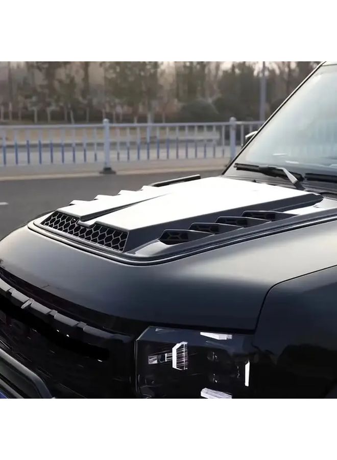 1pc Car Hood Vent Cover With Air Flow Intake Slits Bright Black ABS Resin Polished Finish Fits Most Vehicles Exterior Styling - Image 1