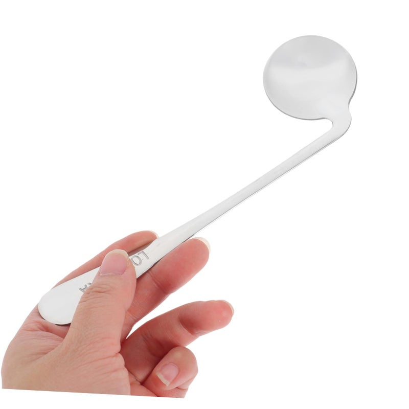 طقم ملاعق وشوك منحنية من الفولاذ المقاوم للصدأ الفضي لكبار السن والمعاقين لتناول الطعام - Image 5