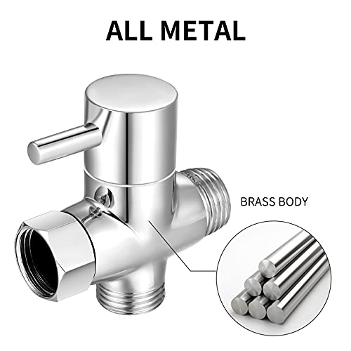 Mathtoxyz G1/2" Shower Head Diverter Valve, Solid Brass Shower Arm Diverter Valve for Hand Held Showerhead and Fixed Spray Head, 20mm Diameter 3-Way Universal Shower System Replacement Part (Chrome Finish) - Image 4