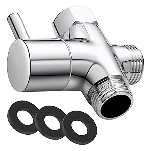 Mathtoxyz G1/2" Shower Head Diverter Valve, Solid Brass Shower Arm Diverter Valve for Hand Held Showerhead and Fixed Spray Head, 20mm Diameter 3-Way Universal Shower System Replacement Part (Chrome Finish) - Image 1