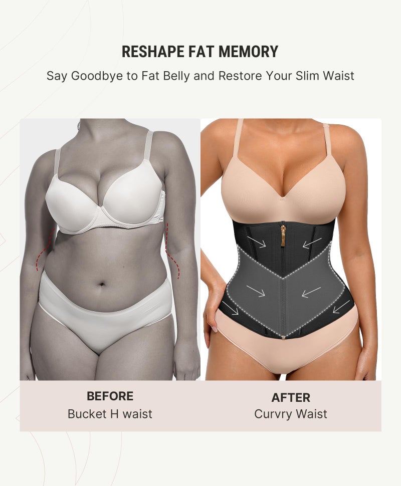 FeelinGirl Womens Waist Trainer Belly Fat Workout Corset Shapewear Tummy Control Waist Cincher with Zipper & Hook Waist Trimmer for Women Black S - Image 2