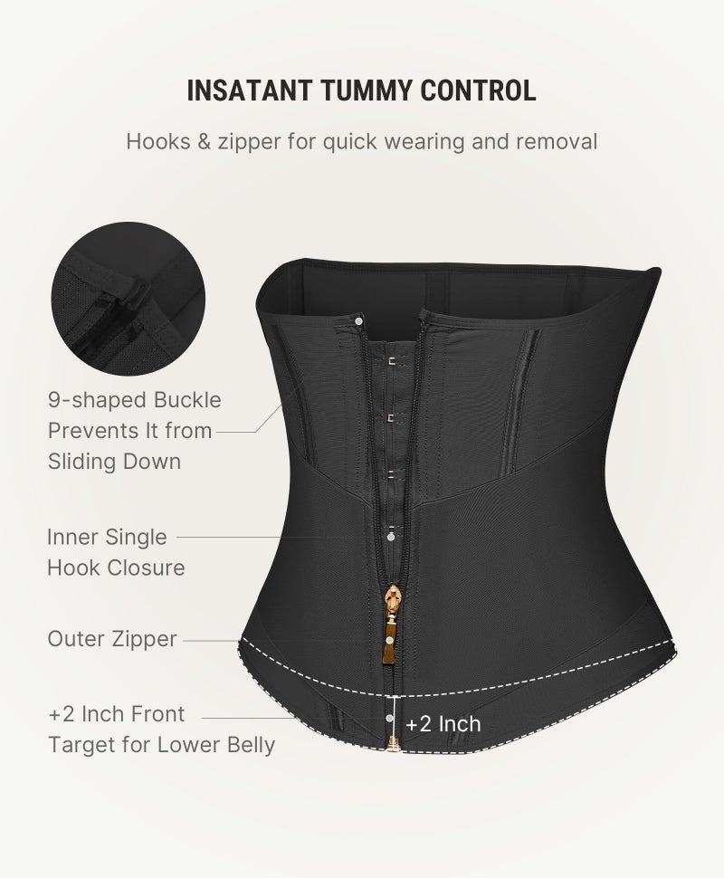 FeelinGirl Womens Waist Trainer Belly Fat Workout Corset Shapewear Tummy Control Waist Cincher with Zipper & Hook Waist Trimmer for Women Black S - Image 5
