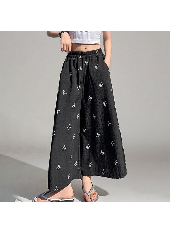 Bumblebee Girls' Pants 2025 Summer New Style Thin Mid-large Kids' Capri Culottes Fashionable Girls' Wide-leg Pants - Image 3