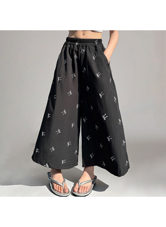 Bumblebee Girls' Pants 2025 Summer New Style Thin Mid-large Kids' Capri Culottes Fashionable Girls' Wide-leg Pants - Image 4