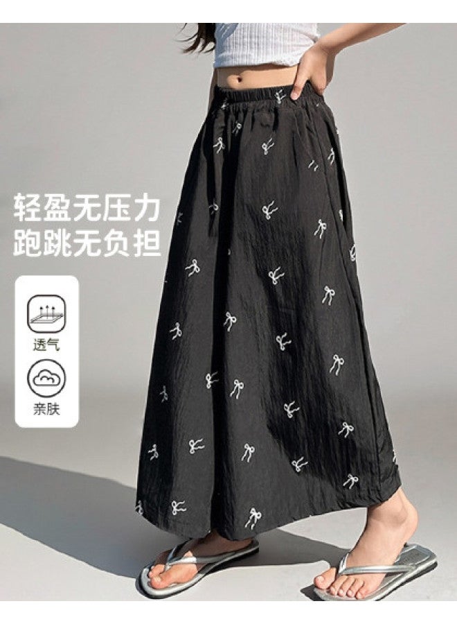 Bumblebee Girls' Pants 2025 Summer New Style Thin Mid-large Kids' Capri Culottes Fashionable Girls' Wide-leg Pants - Image 1