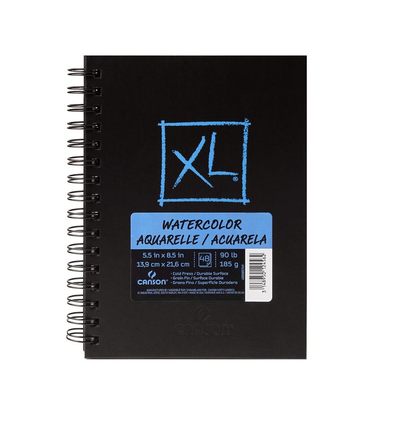 Canson XL Series Art Book Watercolor Midweight White Paper Side Wire Binding 48 Sheets 55X85 inch