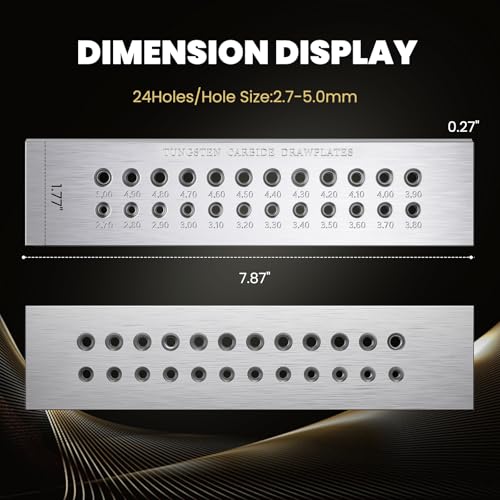 NEWTRY 2.7-5.0mm Jewelry Wire Drawplate 24 Holes Tungsten Carbide Steel Round Draw Plate, Portable Jewelry Making Tools for Manufacturing Jewelry - Image 2