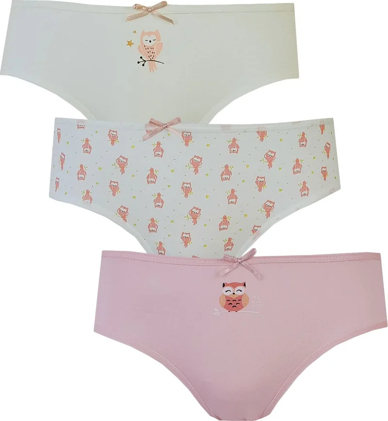 Hepsine Rakip Rivaling All 3-Piece Girl's Patterned Slip Panties Thin Elastic Cute Comfortable