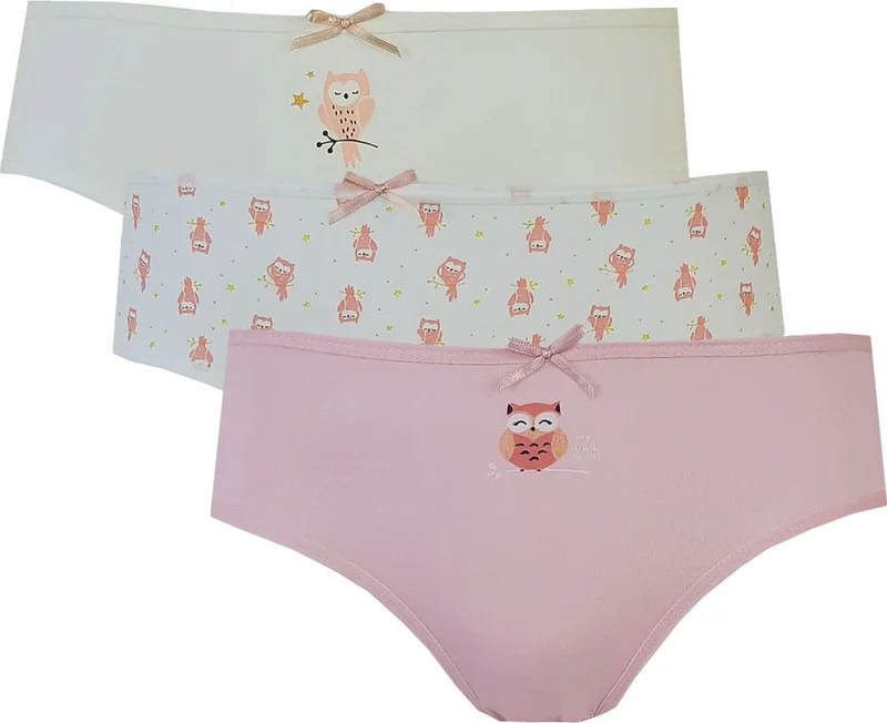 Hepsine Rakip Rivaling All 3-Piece Girl's Patterned Slip Panties Thin Elastic Cute Comfortable