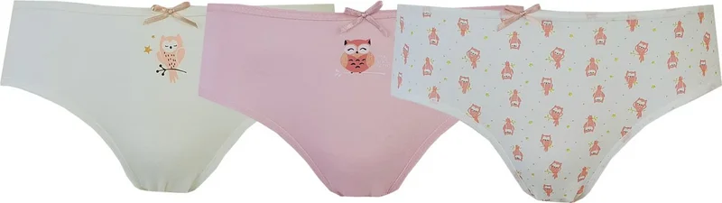 Hepsine Rakip Rivaling All 3-Piece Girl's Patterned Slip Panties Thin Elastic Cute Comfortable