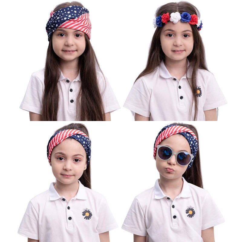 JOYIN 2 Pack Patriotic Accessories American Flag Headband and Floral Headband for Women Girls, 4th of July Hairband Accessories, Red White and Blue Decoration for Memorial Day, Independence Day - Image 4