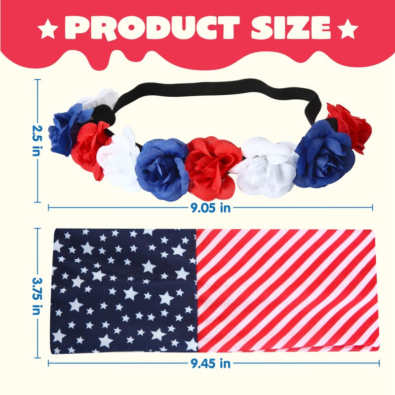 JOYIN 2 Pack Patriotic Accessories American Flag Headband and Floral Headband for Women Girls, 4th of July Hairband Accessories, Red White and Blue Decoration for Memorial Day, Independence Day - Image 5