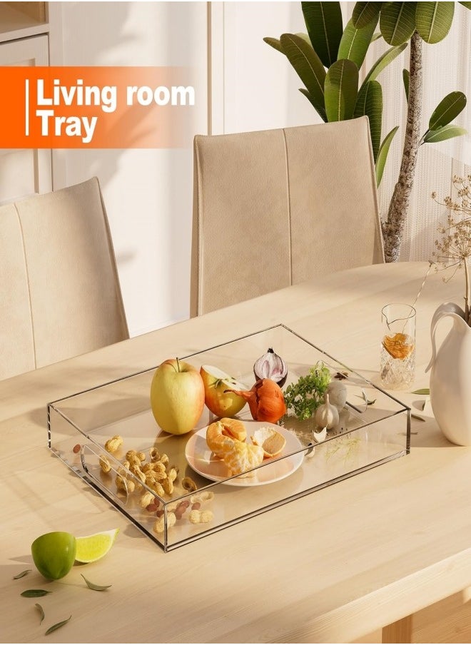 VarietyVoyageD 2 Pack Acrylic Serving Tray with Handles, Clear Decorative Stylish Trays for Serving Food and Breakfast in Home and Kitchen,Afternoon tea, fruit, cosmetics storage  - Image 5
