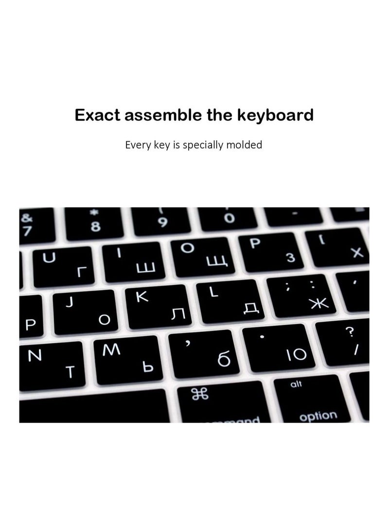 AMM Russian Language Silicone Keyboard Cover Skin Protector Compatible with 2019 Newest MacBook Pro 16 inch with Retina Display Model A2141 (Black) - Image 3
