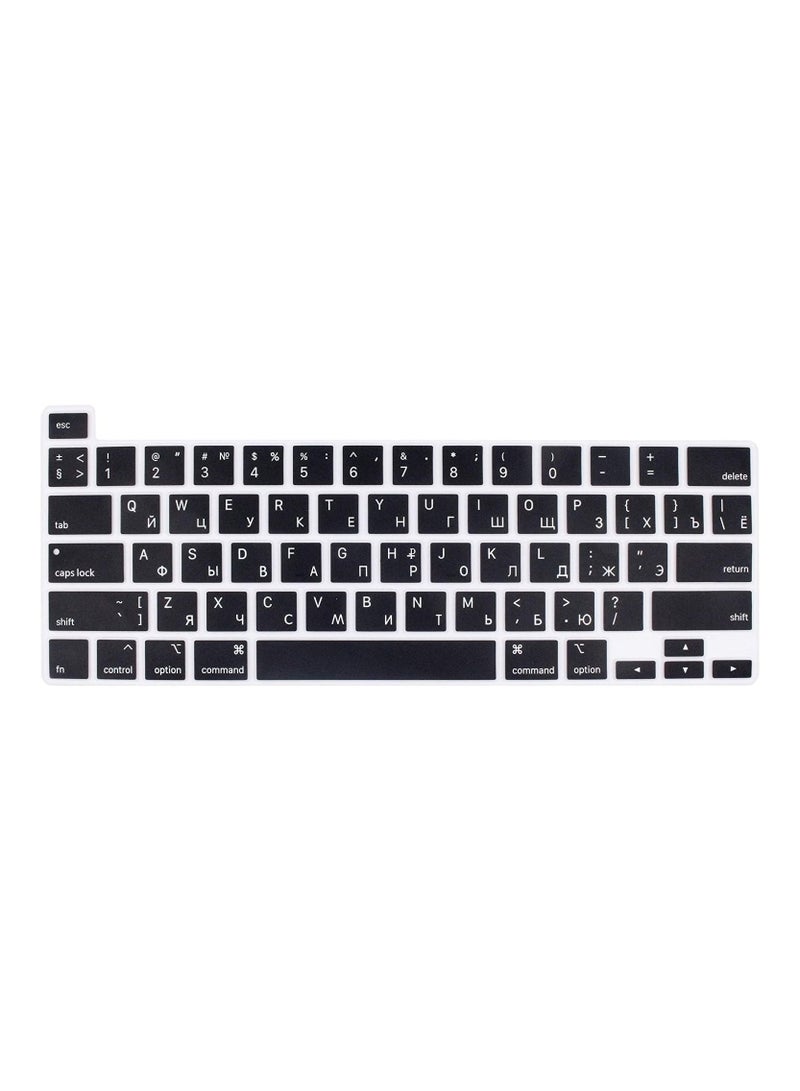AMM Russian Language Silicone Keyboard Cover Skin Protector Compatible with 2019 Newest MacBook Pro 16 inch with Retina Display Model A2141 (Black) - Image 1