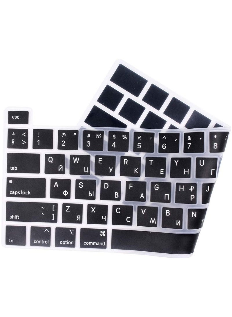 AMM Russian Language Silicone Keyboard Cover Skin Protector Compatible with 2019 Newest MacBook Pro 16 inch with Retina Display Model A2141 (Black) - Image 4